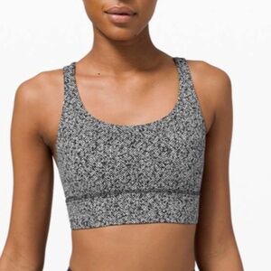 Lululemon Energy Bra Long Line Sz 8 in Scattered Herringbone Black White